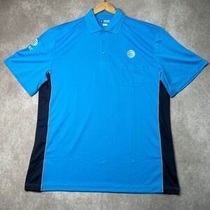 Image Authority Mens AT&T Short Sleeve Polo Shirt Blue XL Workwear Logo